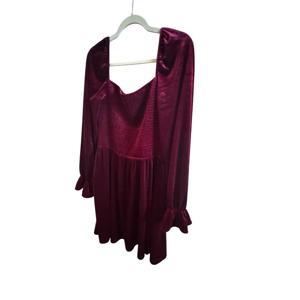 NWT Cupshe Sweet Sangria Red Velvet Mini Dress Size Large Smocked Bodice Holiday - Picture 6 of 14